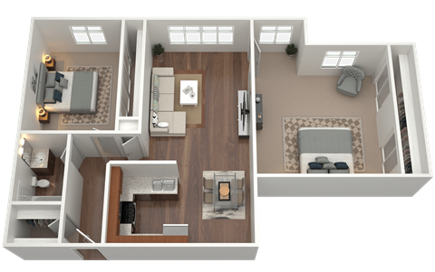 Floor plan for 2 beds, 1 bath, 1120 sqft